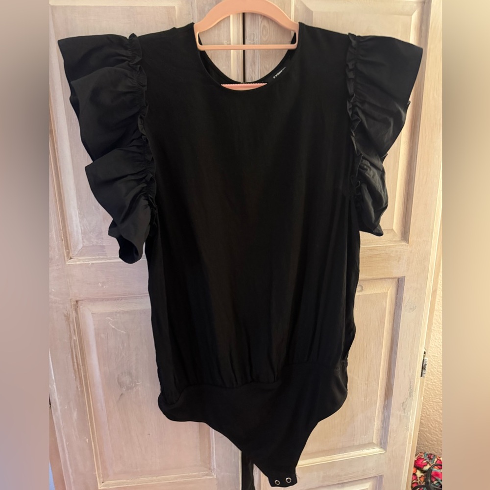 Express black ruffle bodysuit